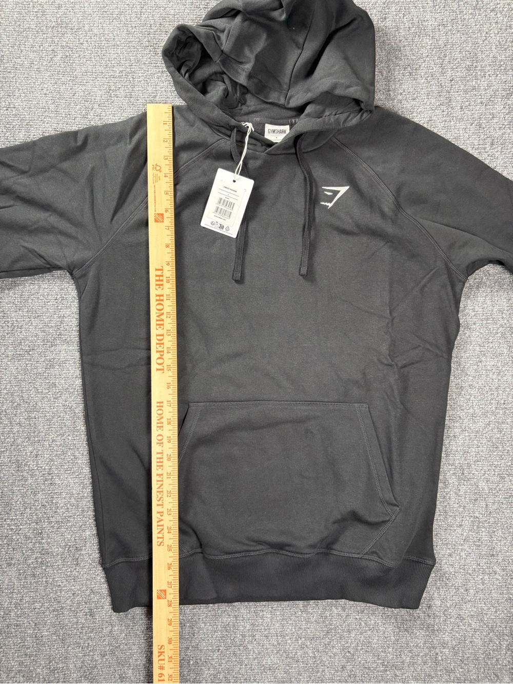 Gymshark Crest Hoodie Black Pullover Logo Sweatshirt Size L - Picture 7 of 7